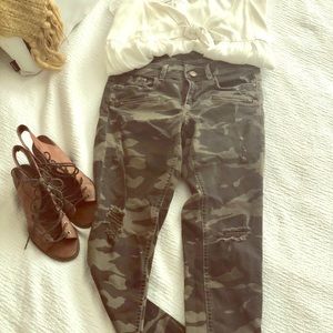 ZARA BASIC Camo Distressed Jeans